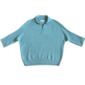The Reset Light Teal Collared Pullover Sweater